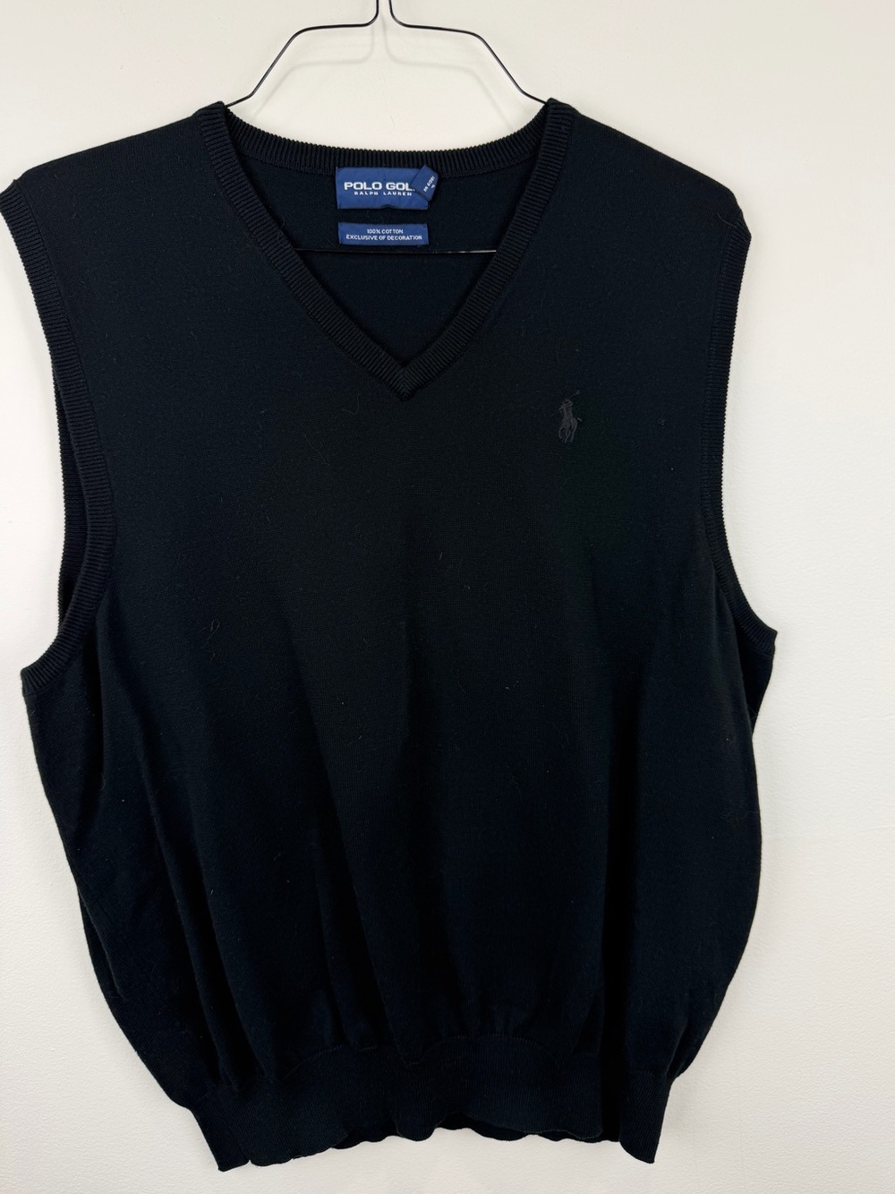 Polo Golf Ralph Lauren Black Cotton Sweater Vest XL Preppy Y2K
